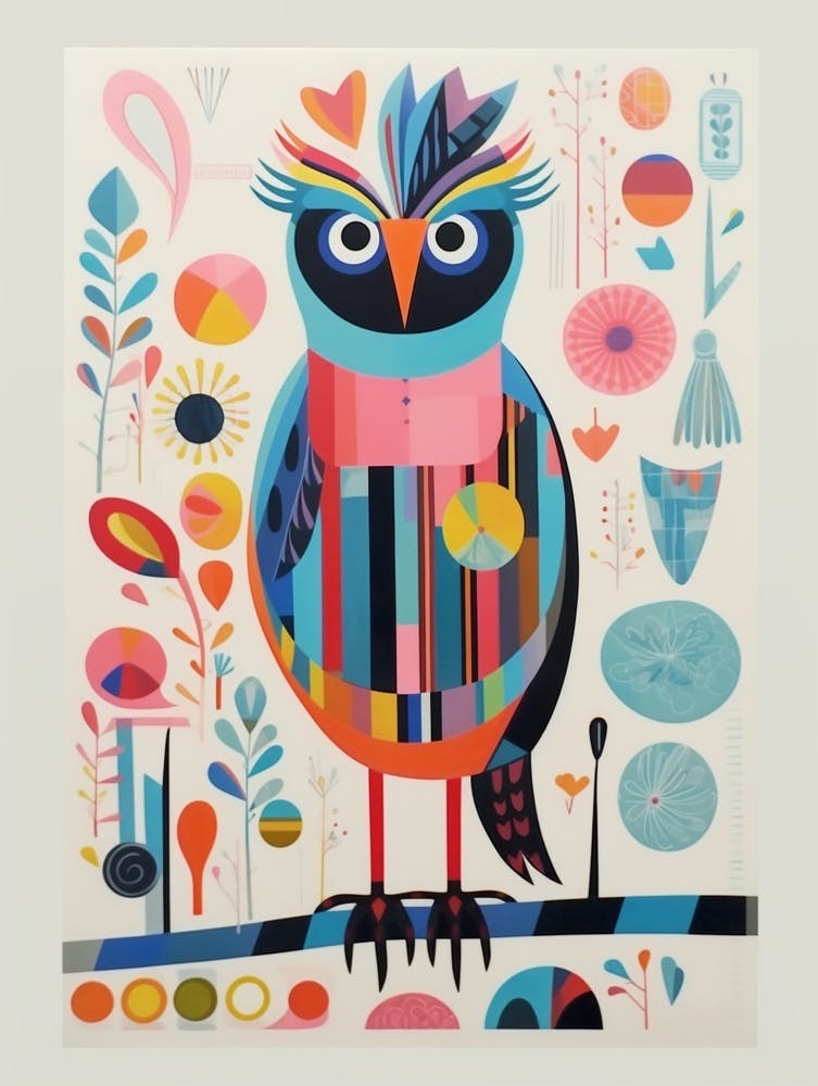 Oiseau Scandinave Coloré Chouette 3