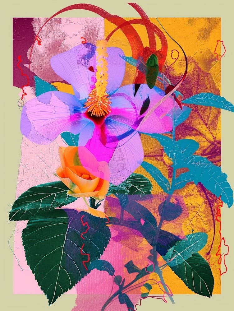 Portulaca 2 Neon Flower Collage