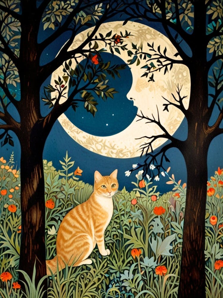 William Morris Cat In The Moonlight 58