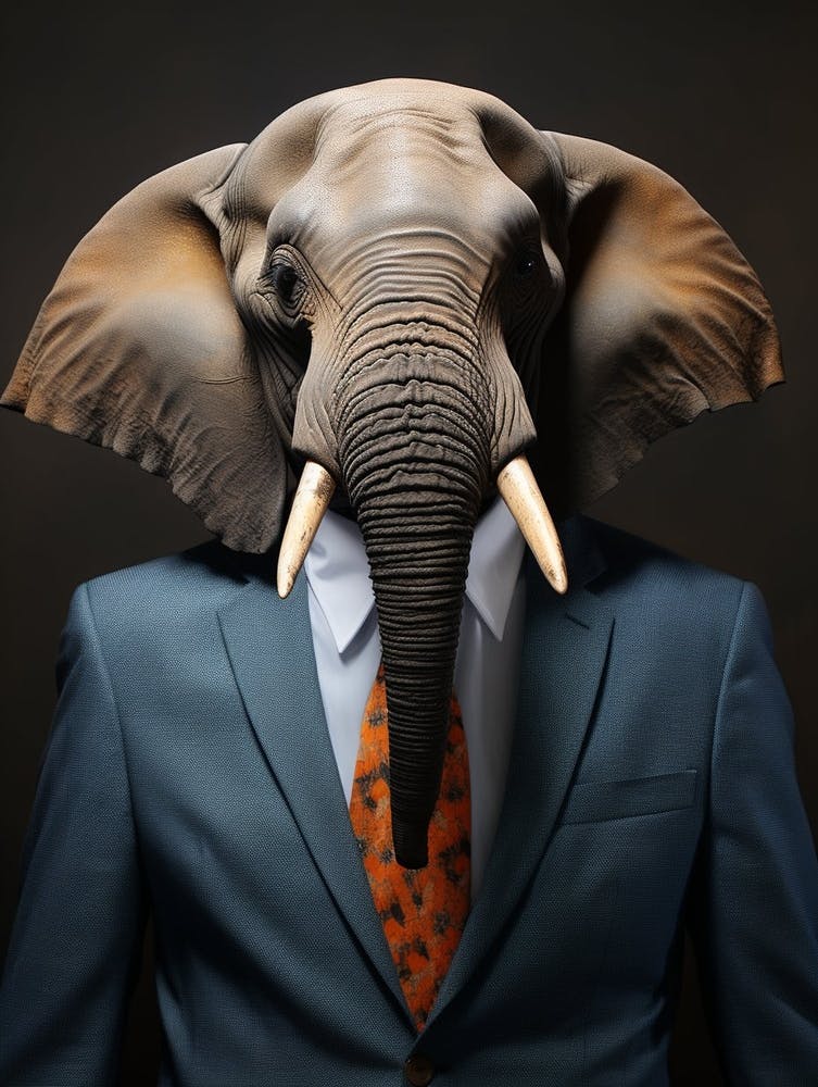 African Elephant Wearing A Suit 1