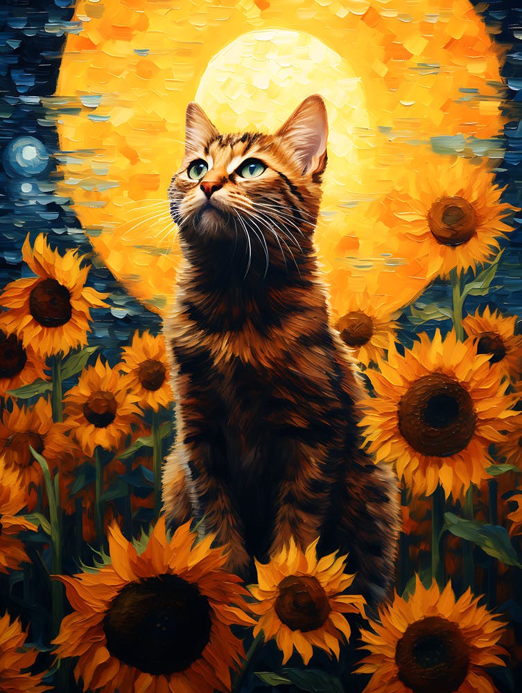 Katze Sonnenblumen Wandkunst 14