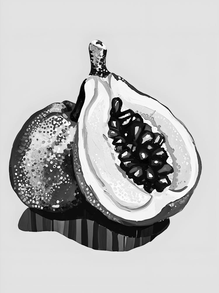 Black And White Drawing Of A Ripe Fruit