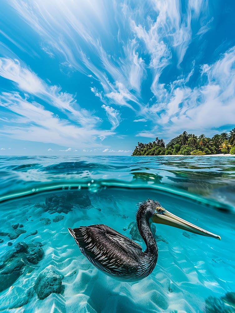 Pelican In The Water