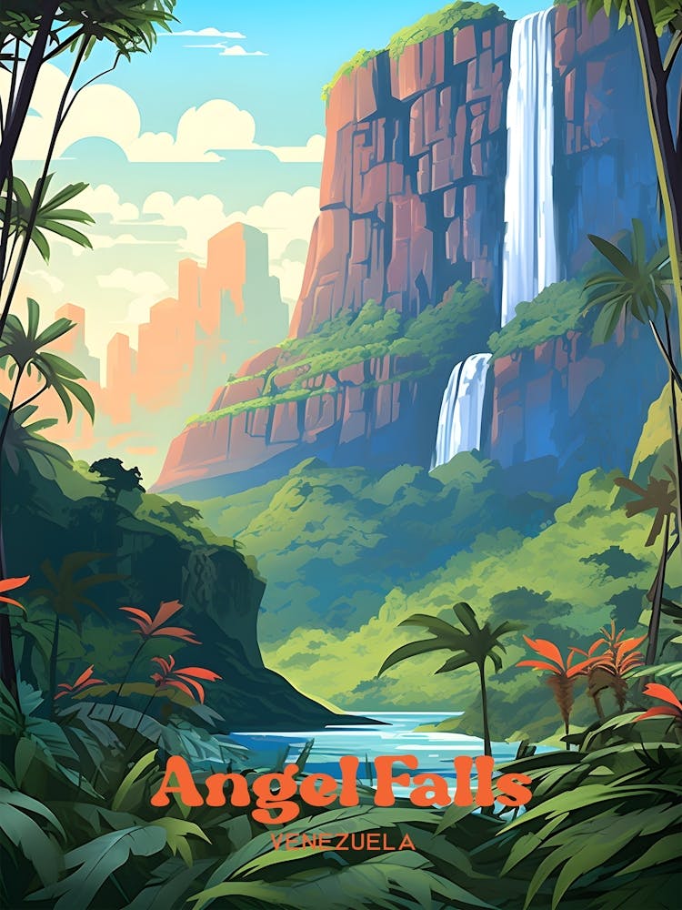 Chutes Angel, Venezuela - Illustration de Voyage