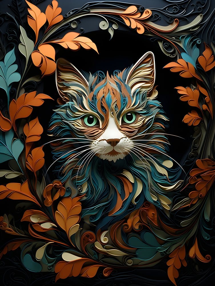Contemporary Floral Cat 4