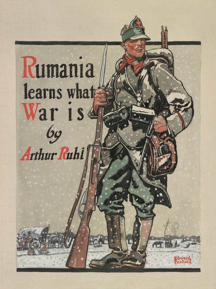 Romanian Soldier In Snow  (1917), Edward Penfield