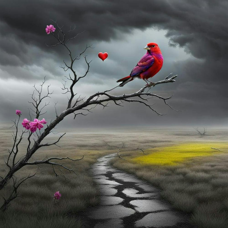 Red Bird On A Branch