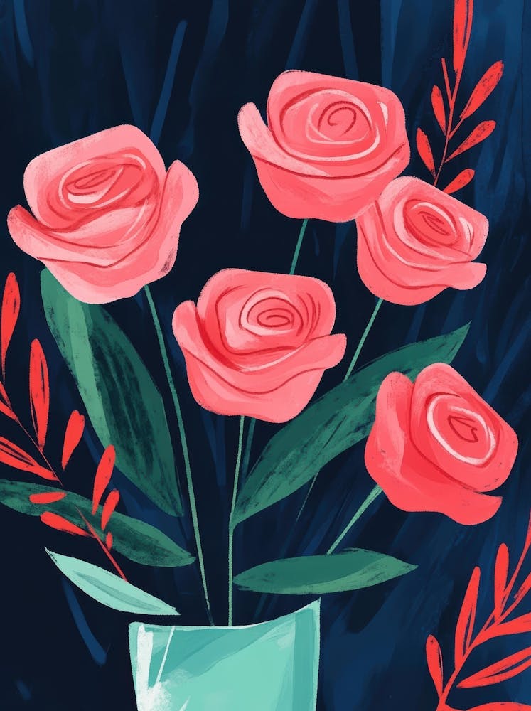 Pink Roses In A Vase 9