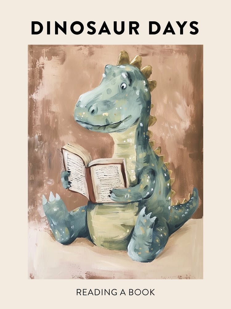 Dinosaur Reading A Book Poster 1