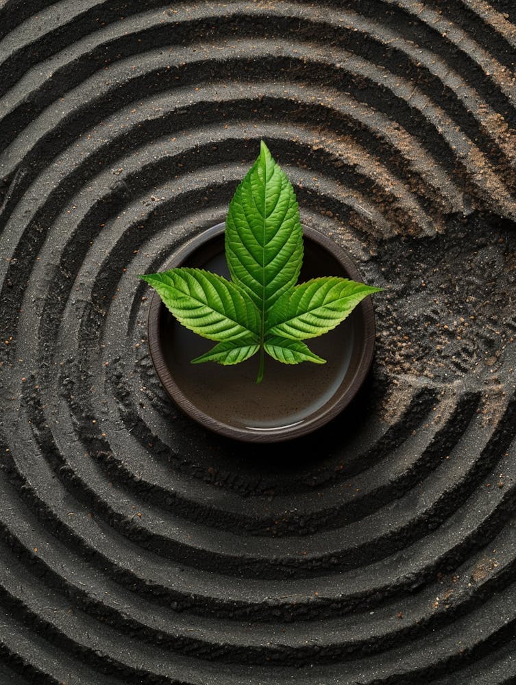 Cannabis Leaf In A Circular Bowl