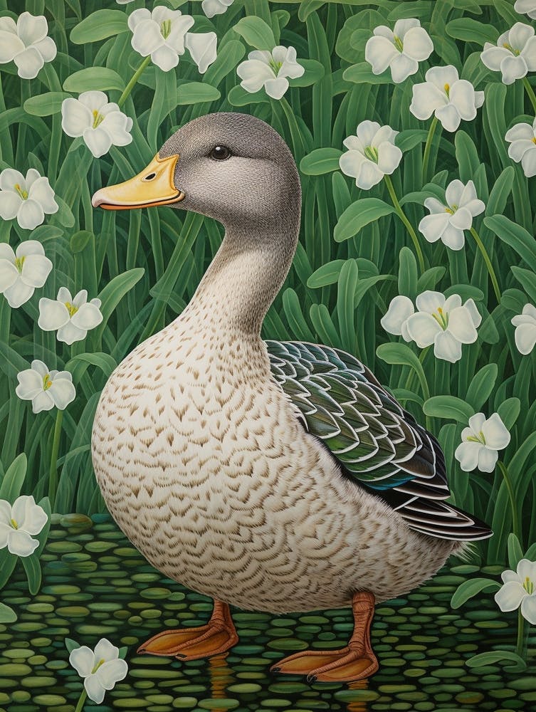 Ohara Koson Inspired Bird Painting Duck 4