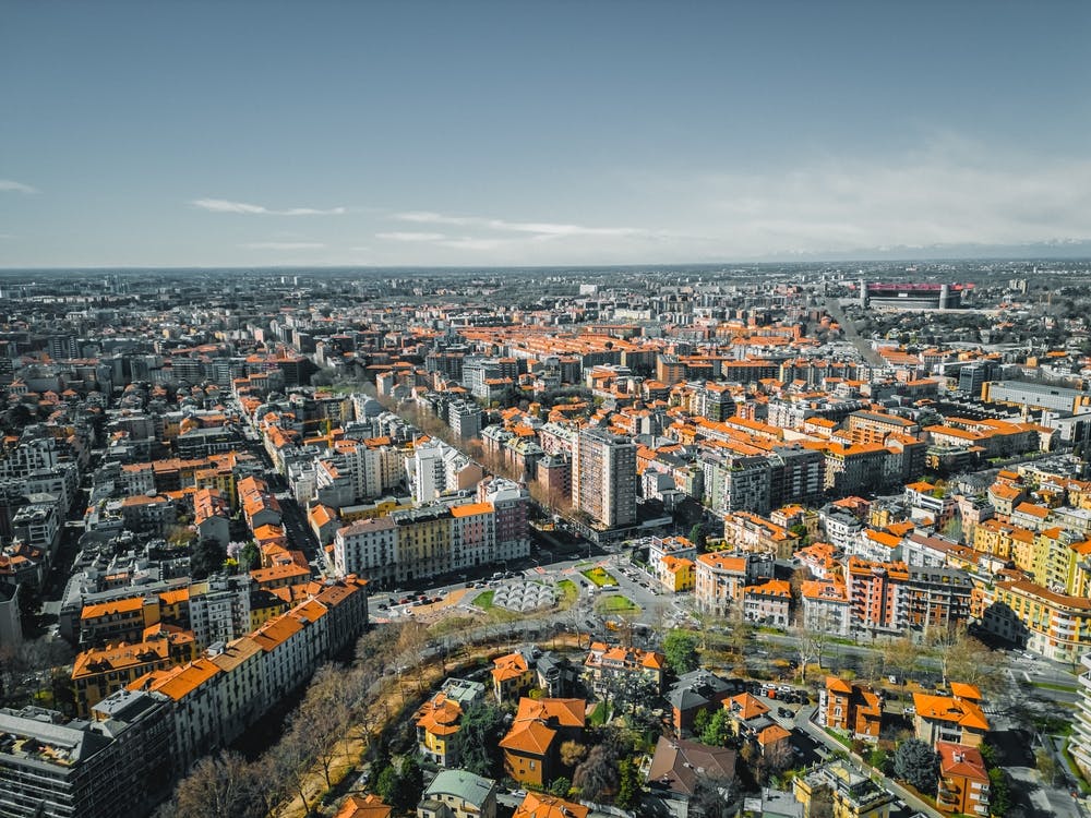 Aerial Photo City Life Milan, Italy Milan City Skyline Print | Wall Art