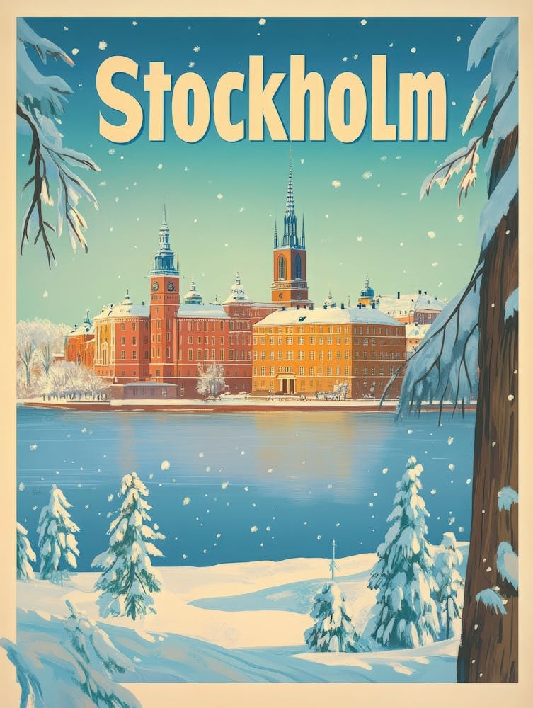 Aihrgdesign Une Affiche de Voyage Moderne Mid-Century Pour Stockholm 3