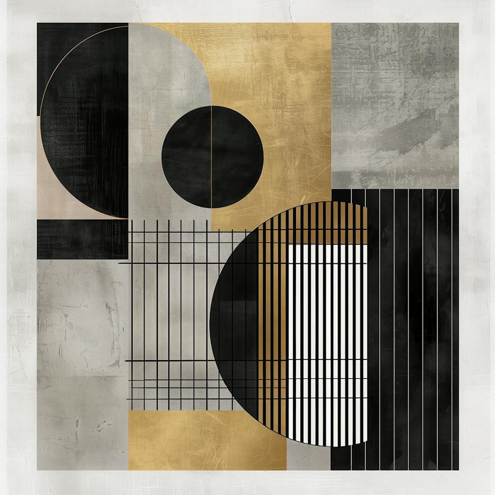 Abstract Geometric Shapes in Gold and Black
