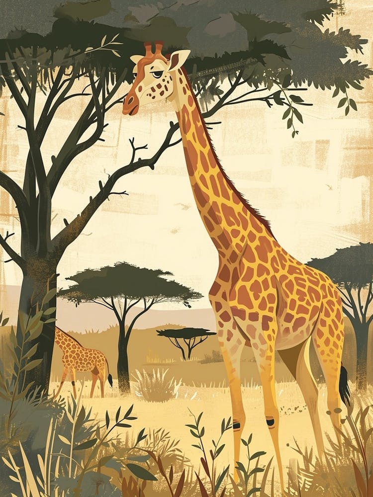 Giraffe Under The Acacia Tree 1