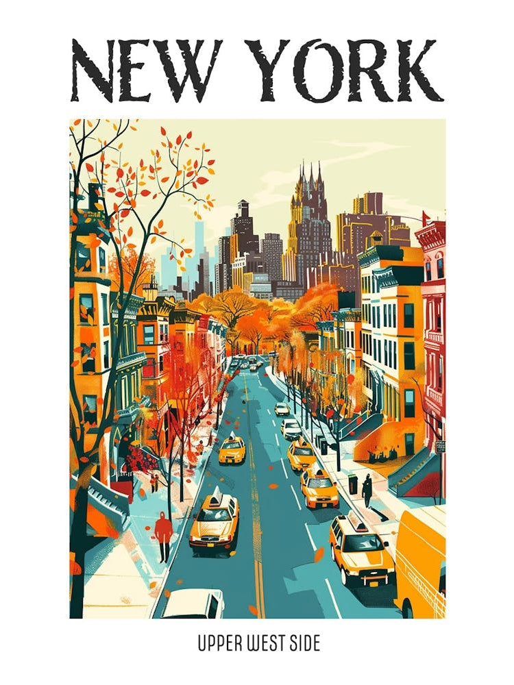 Upper West Side New York Colourful Silkscreen Illustration 2 Poster