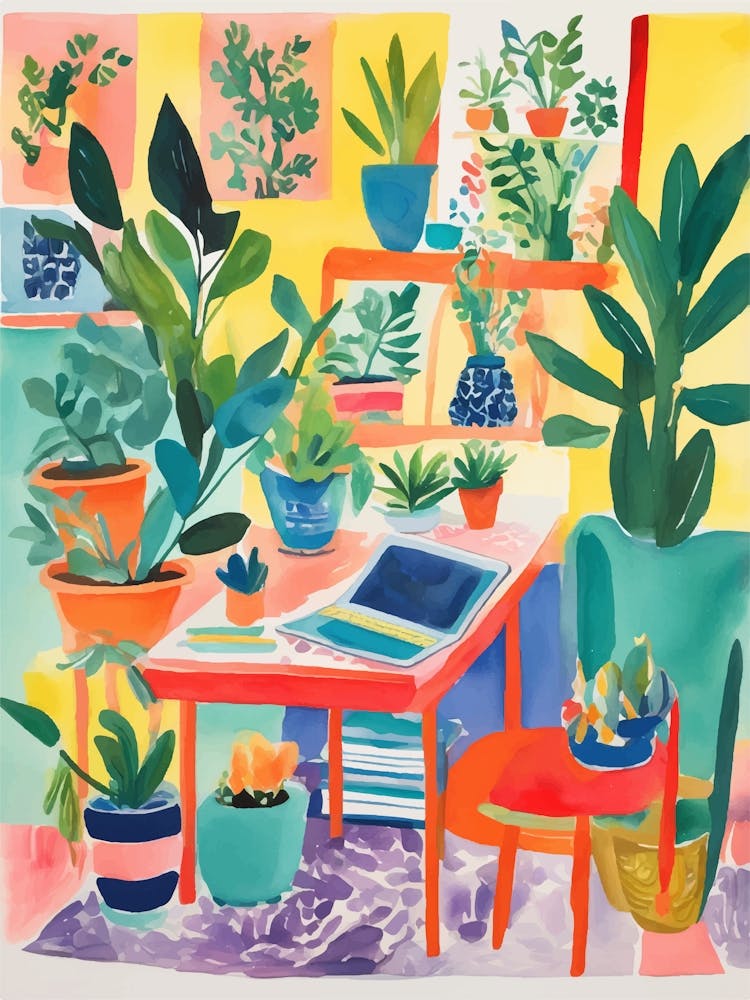 Colorful Living Room With Plants