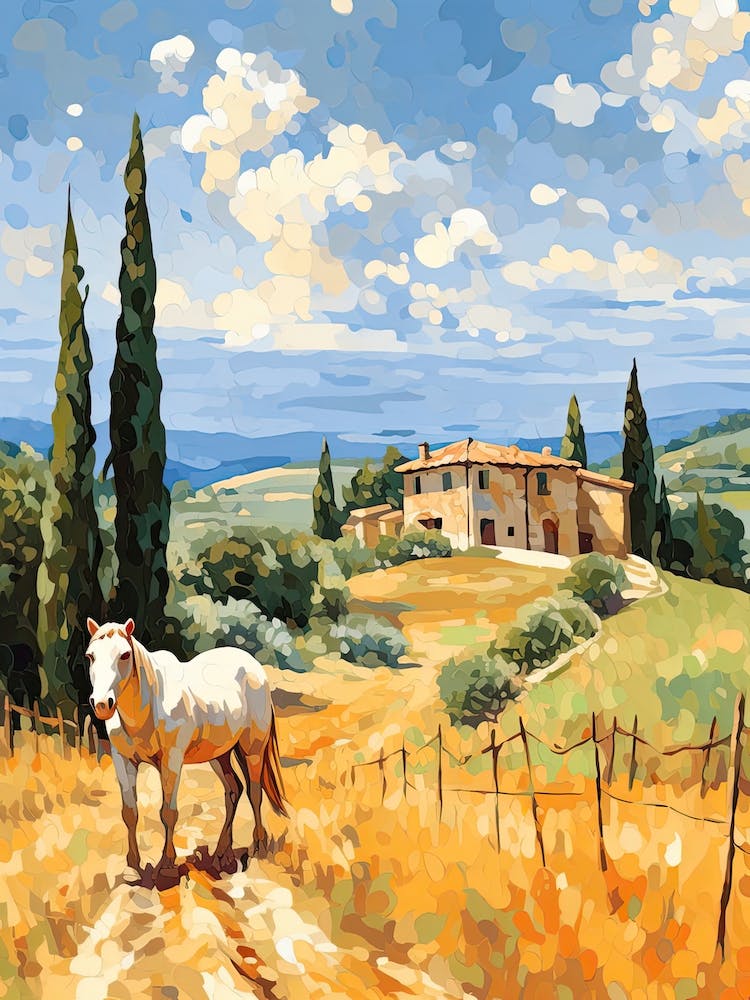 Horses Painting In Tuscany, Italy 3