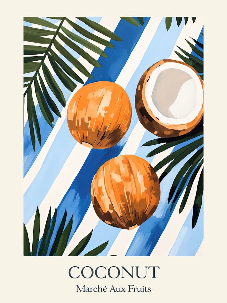 Marché aux fruits Noix de coco Illustration d'été 3