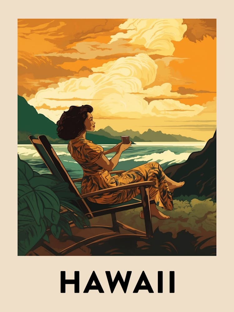 Vintage Travel Poster Hawaii 5