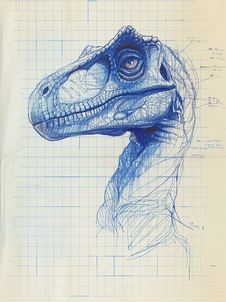 Dimorphodon Dinosaur Blue Print Style 1