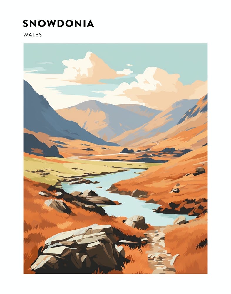 Snowdonia National Park Wales 3 Hiking Trail Landscape Poster