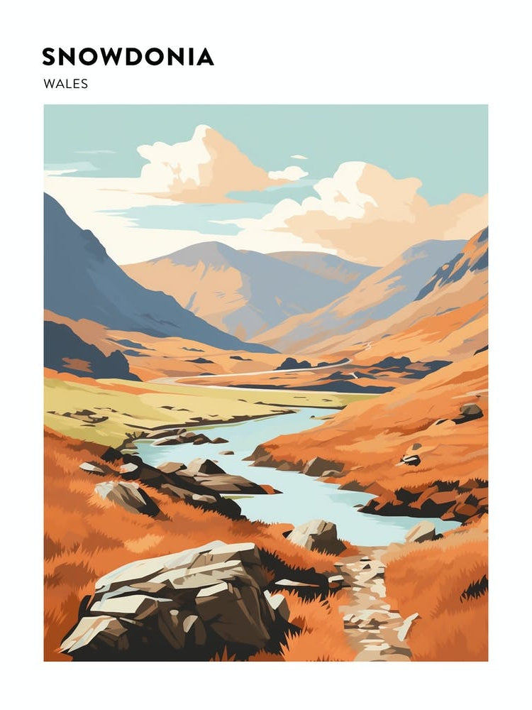 Snowdonia National Park Wales 3 Hiking Trail Landscape Poster