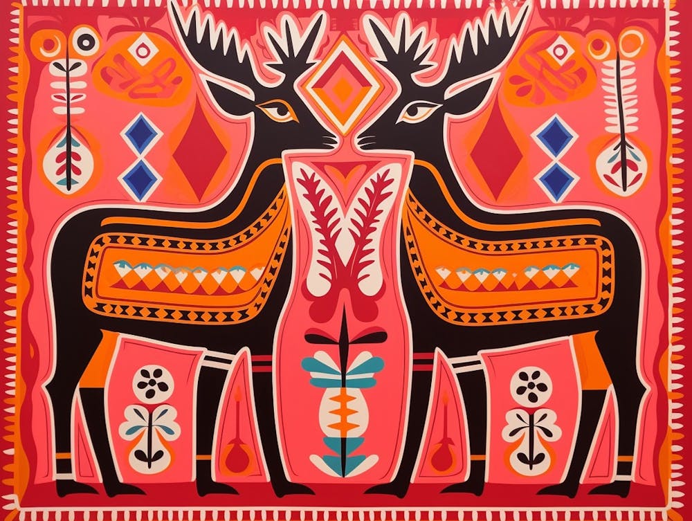 Pronghorn Folk Style Animal Illustration