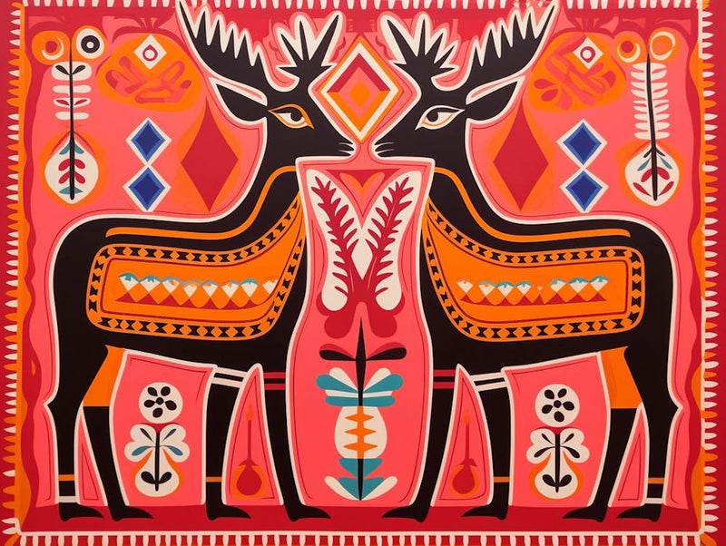 Pronghorn Folk Style Animal Illustration