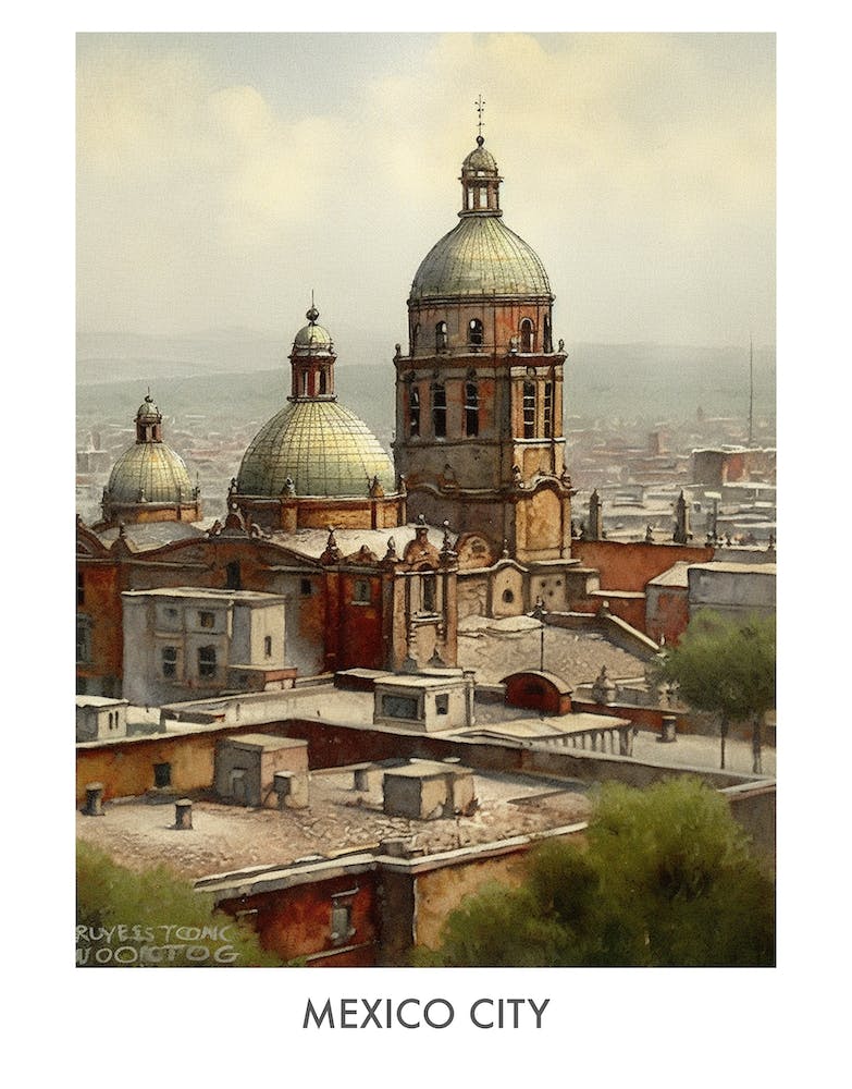 Mexico City Watercolor 1travel Poster