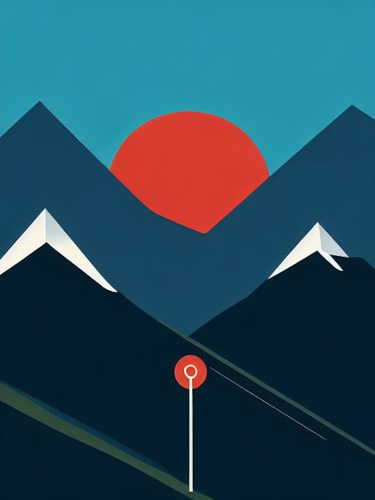 Heavenly, Usa Modern Illustration Skiing Poster