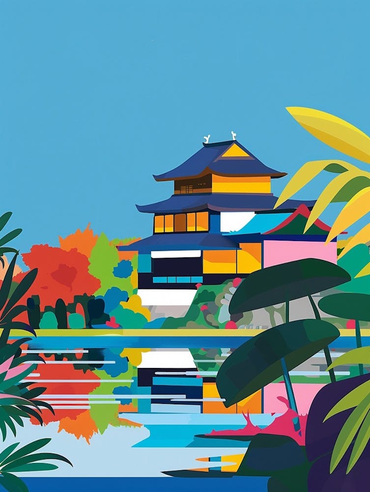 Nijo Castle Kyoto 3 Farbenfrohe Illustration