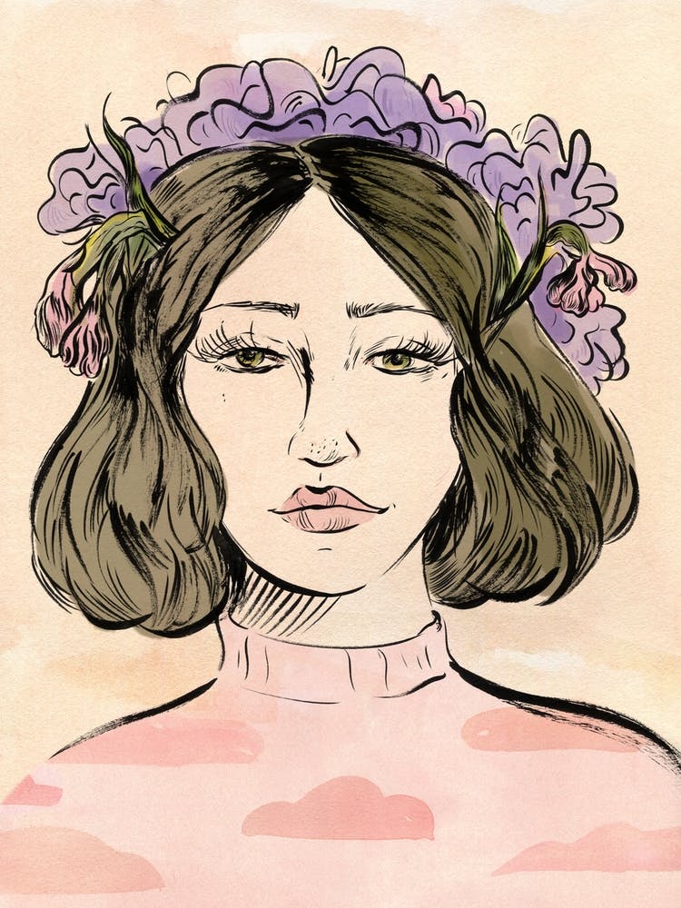 Girl And Her Flowers
