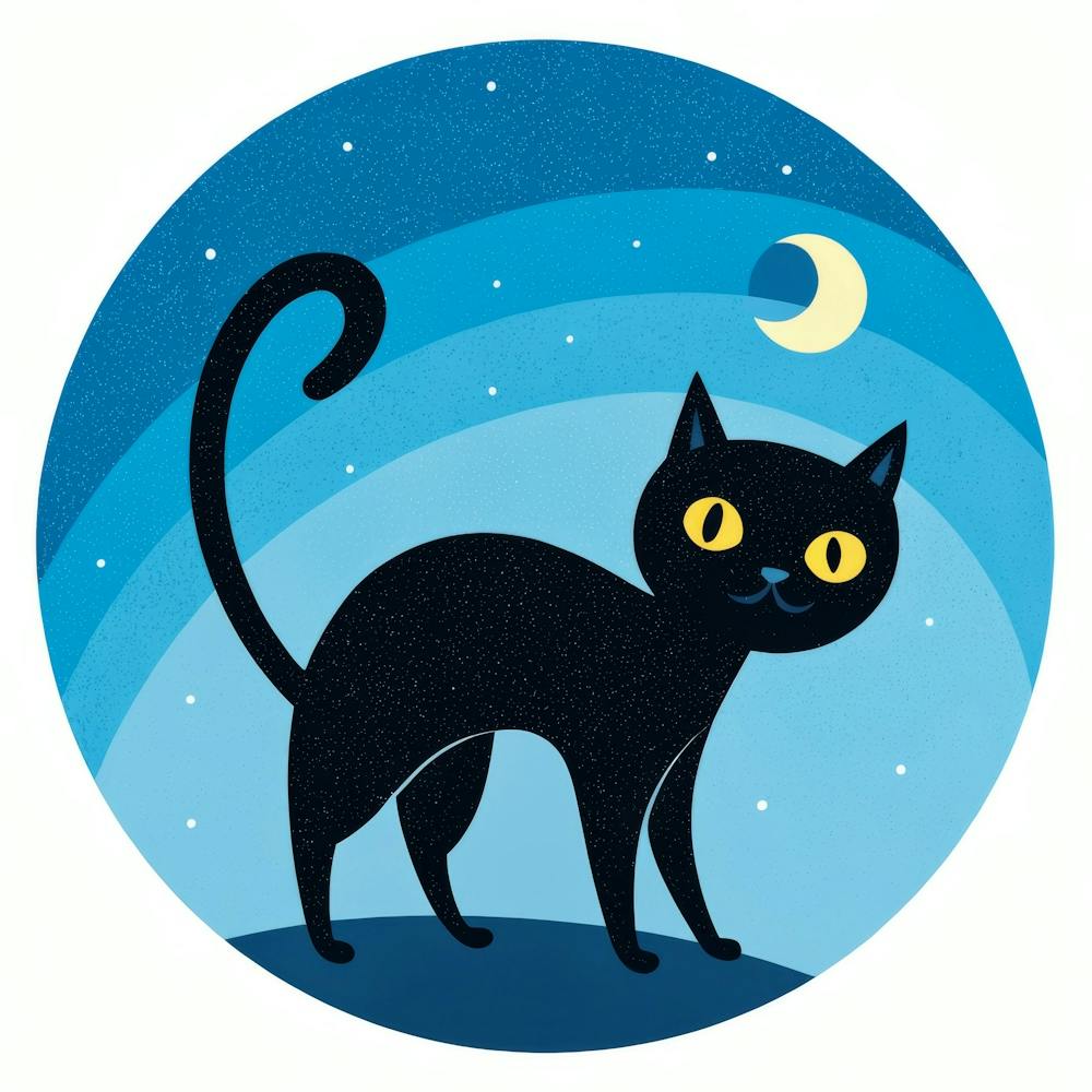 Black Cat In The Moonlight