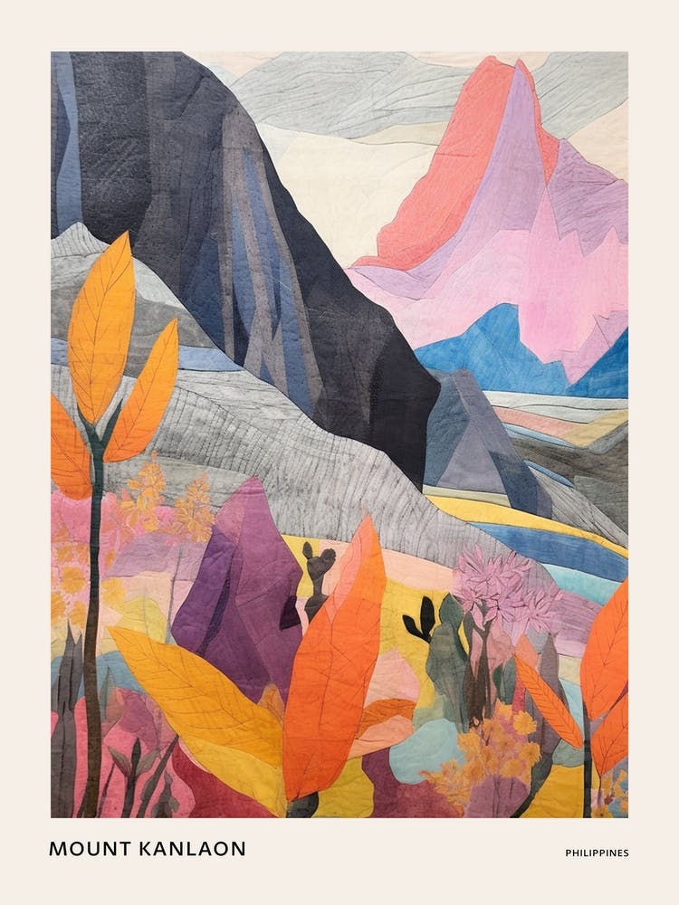 Mount Kanlaon Philippines 3 Colourful Mountain Illustration Poster
