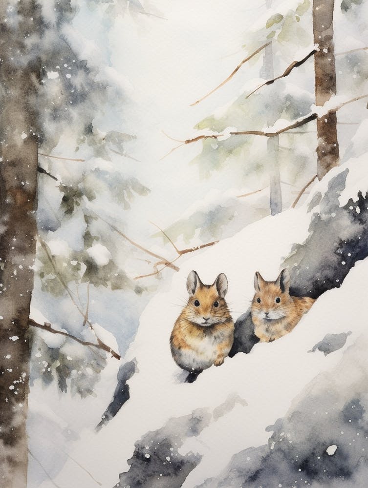 Winter Watercolour Pika 2