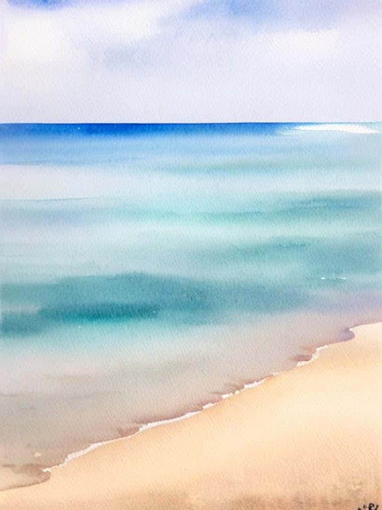 Playa De Zahara De Los Atunes 3, Cadiz, Spain Watercolour