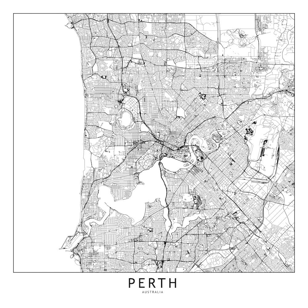 Perth White Map Square