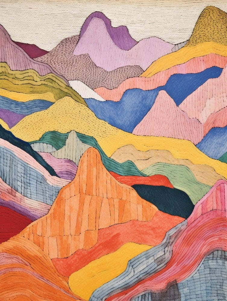 Mount Hunter United States Colourful Mountain Illustration