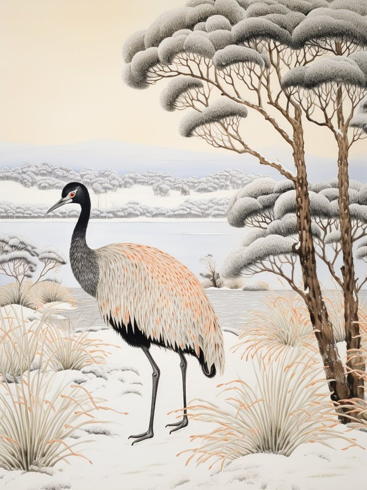 Winter Bird Painting Emu 4