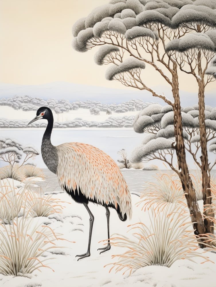 Winter Bird Painting Emu 4