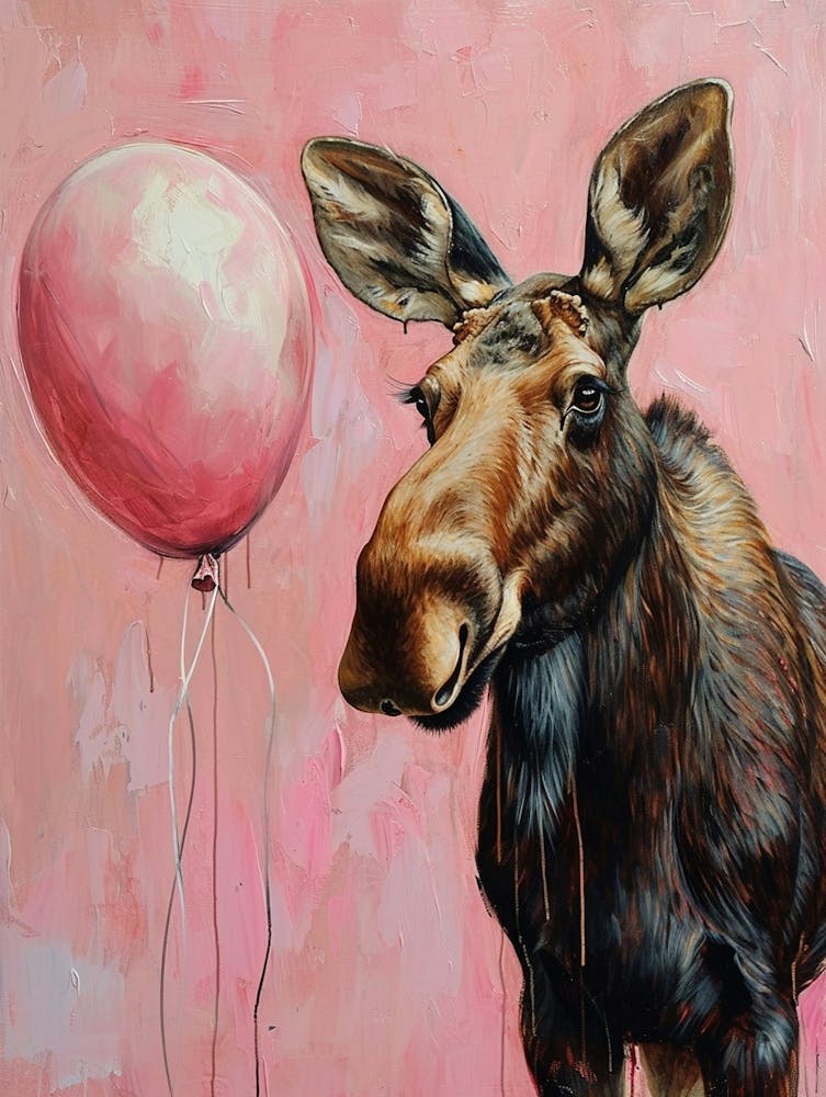 Cute Moose 2 With Balloon
