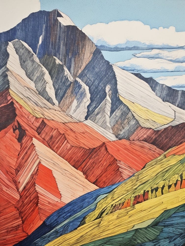 Ben Nevis Scotland 2 Colourful Mountain Illustration