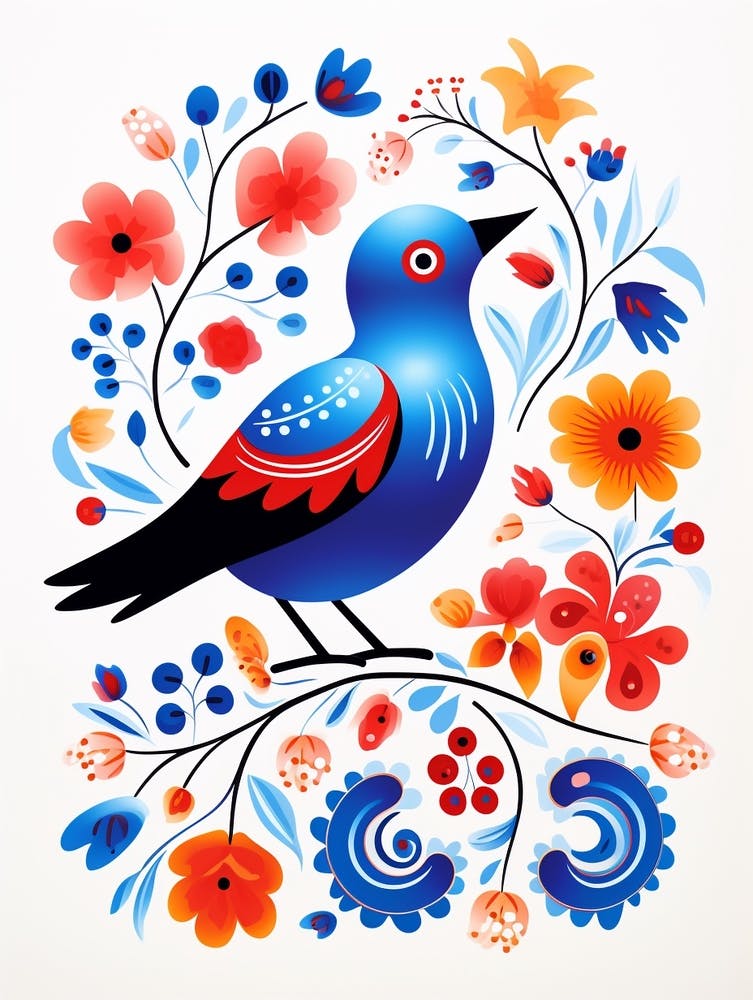 Scandinavian Bird Illustration Bluebird 5