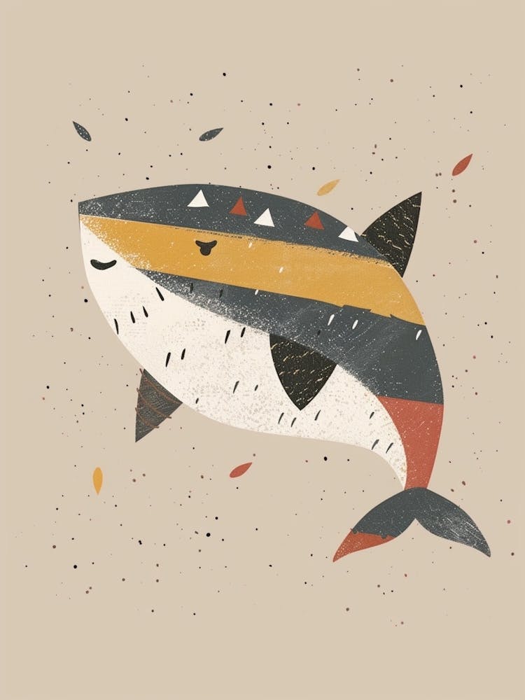 Muted Pastel Patterned Shark 1