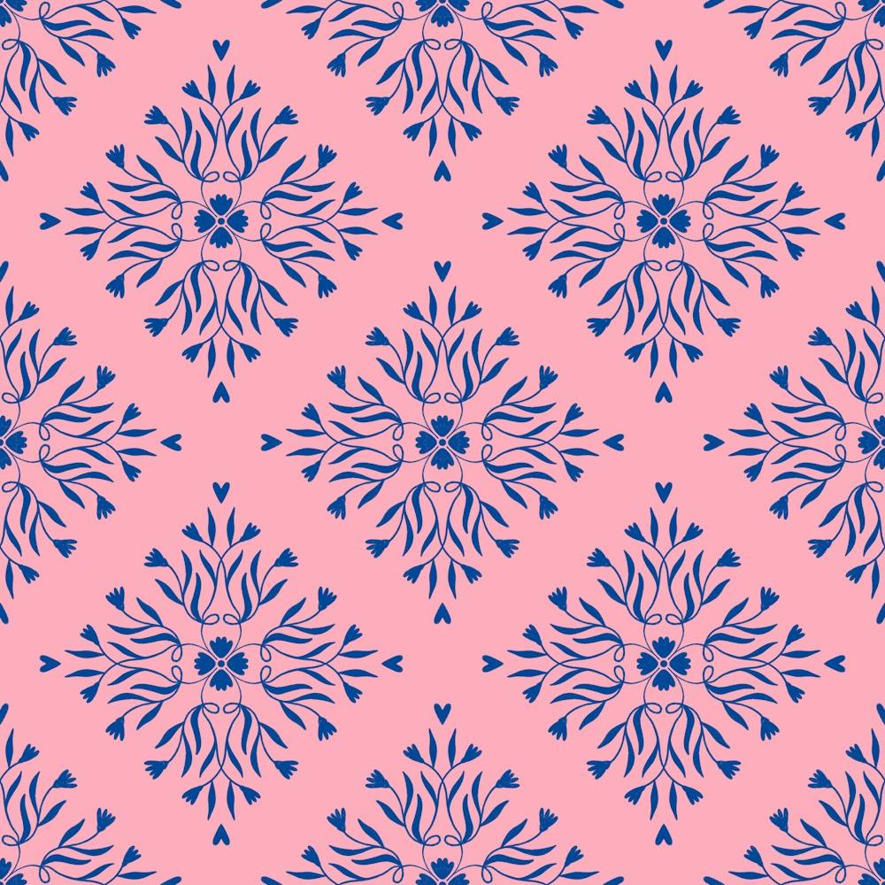 Floral Squares pink and blue