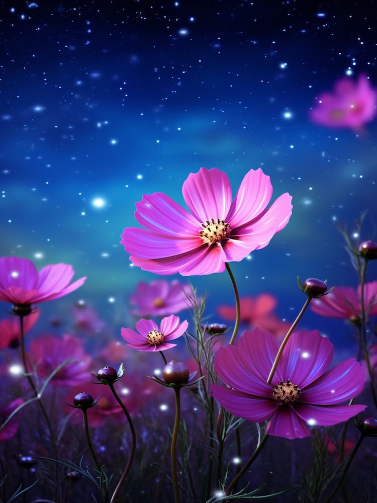 Cosmos Wildflower With Starry Sky, South Western Style (2)