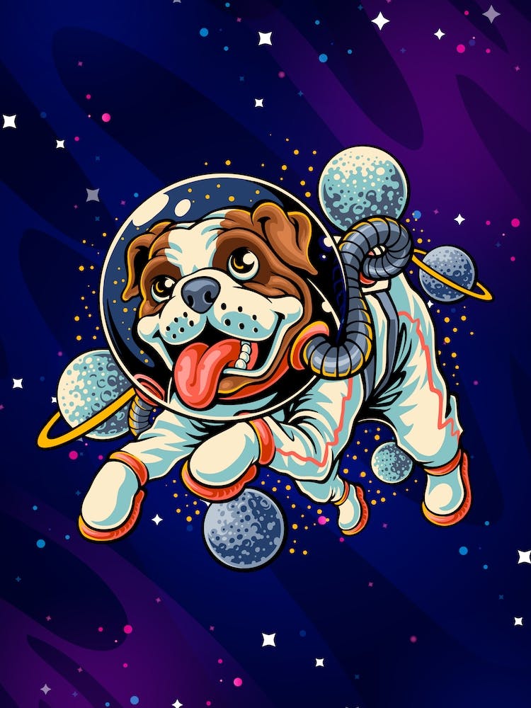 Dog Astronaut, space dog — space poster, synthwave space, neon space, aesthetic poster