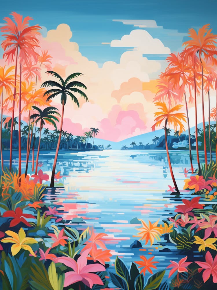 An Oil Painting Of Bora Bora, French Polynesia 4