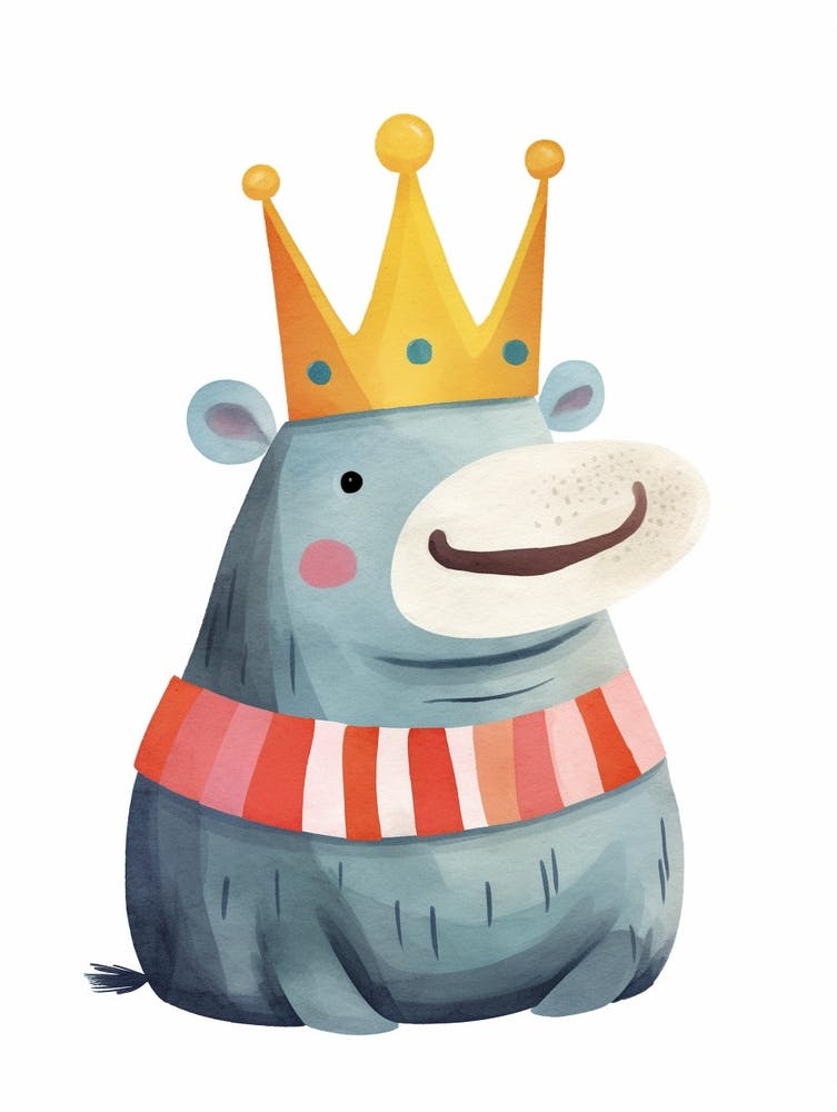 Little Hippo 1 Wearing A Crown